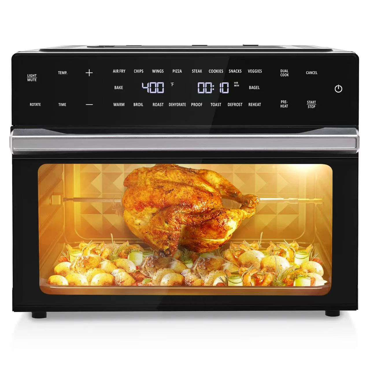 Air Fryer - キッチン用18-in-1エアフライヤーオーブン。32クォートの容量で、油を使わないエアフライヤーとして、ロティサリー、トースト、ベイク、ロースト、再加熱などの機能を備えた多機能コンビオーブン。