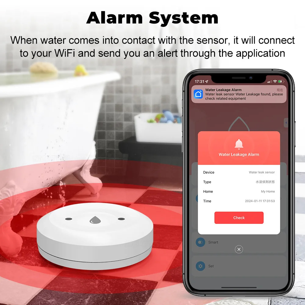 Tuya Zigbee スマート水漏れセンサー洪水検知器リモ - Kitchen Appliances Video のレビューと価格